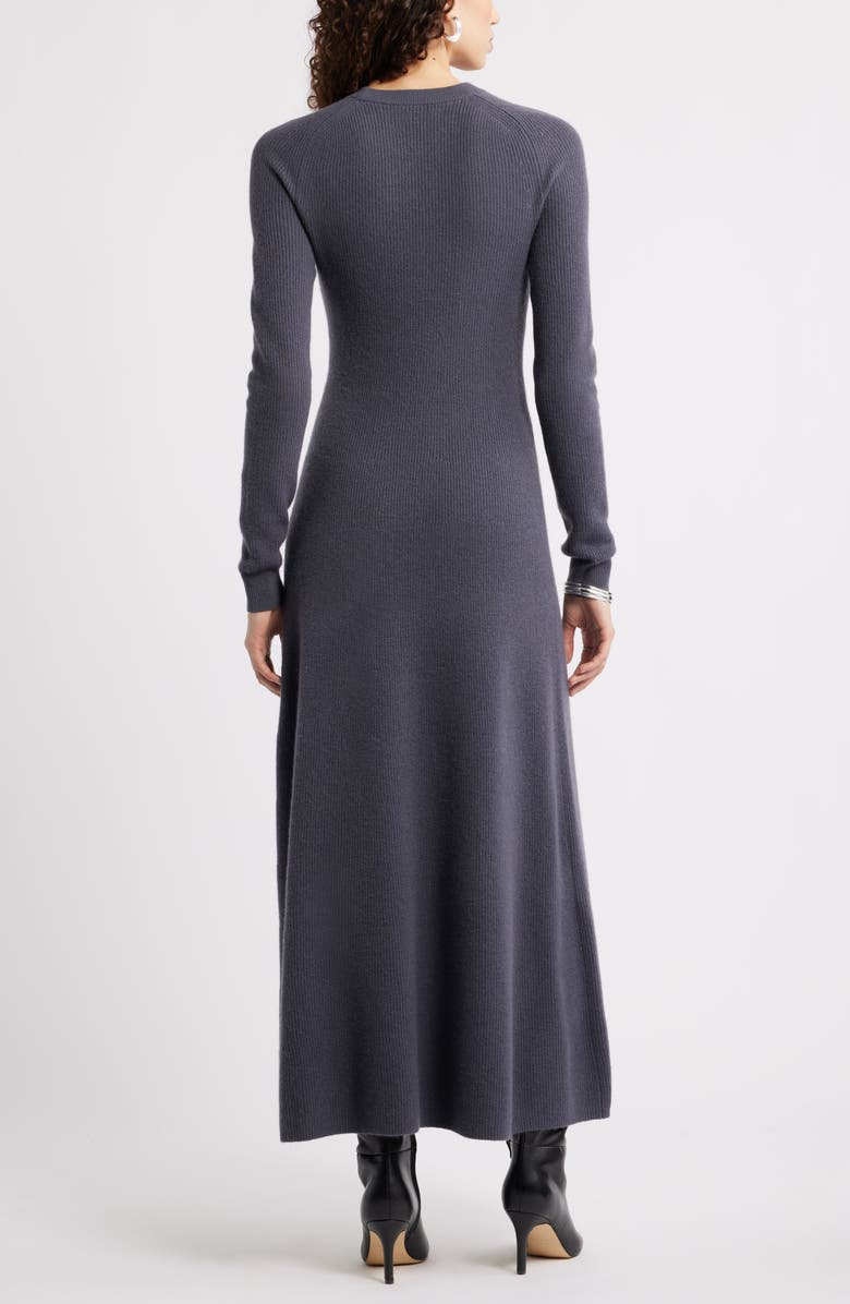 Nordstrom Long Sleeve Wool & Cashmere Rib Maxi Dress, Alternate, color, Grey Agate