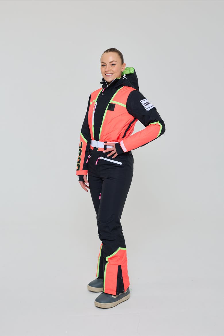 Sultans of Swing Shaped Women's Ski Suit, Alternate, color, Black and neon orange