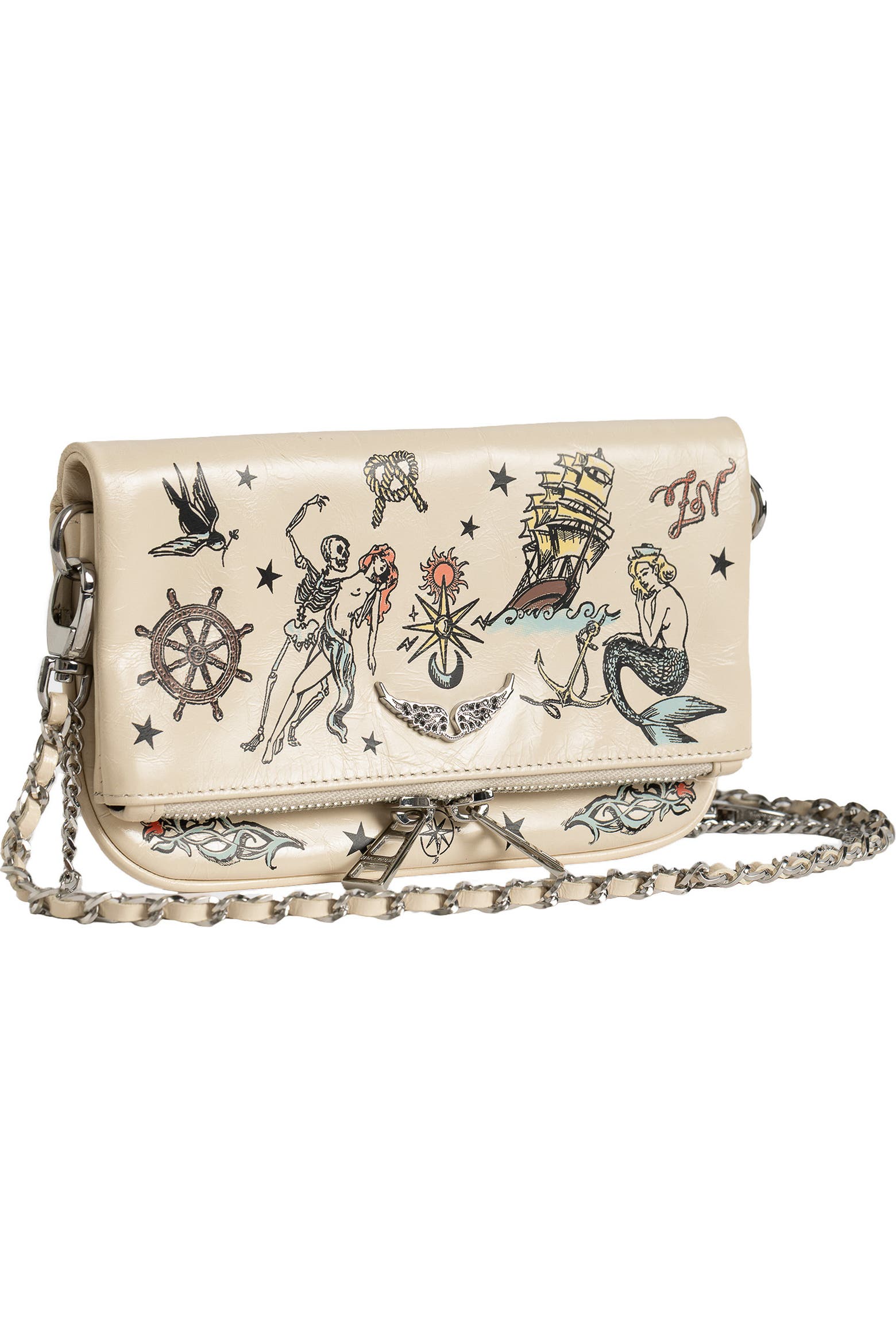 Tattooed Rocker Guys Zadig & Voltaire Rock Nano Tattoo Leather Clutch (Women) | Nordstrom
