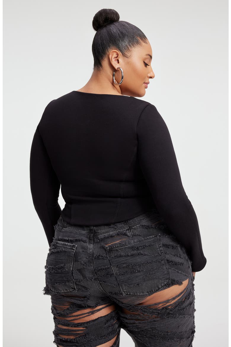 Square Neck Corset Terry Cloth Top, Alternate, color, BLACK001