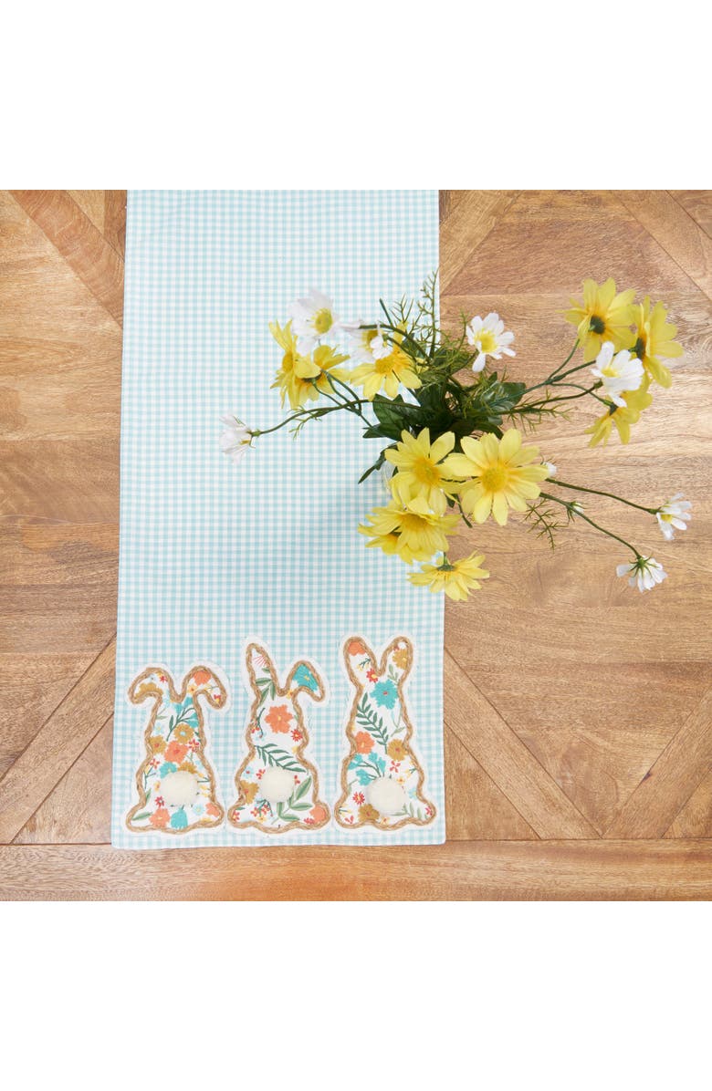 C&F Home Blossom Bunny Trio Table Runner 14" x 72", Alternate, color, Blue