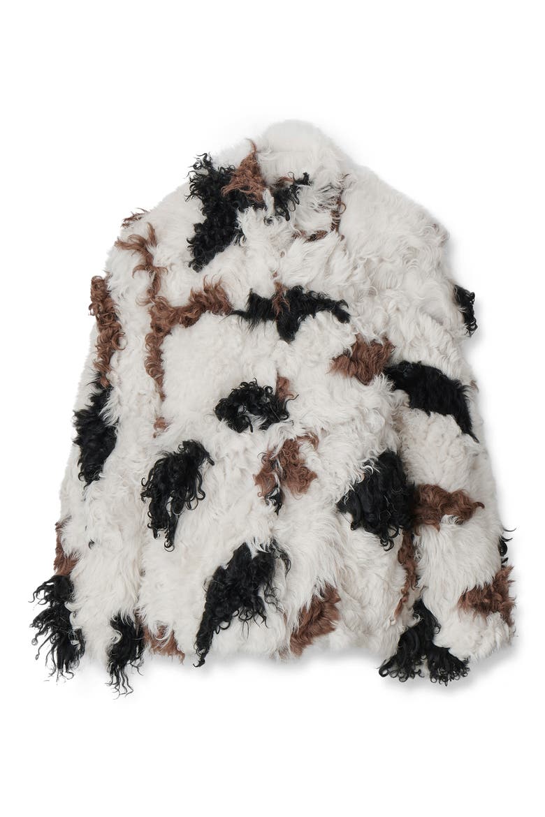 Lori Genuine Shearling Coat, Alternate, color, BEIGE MULTI