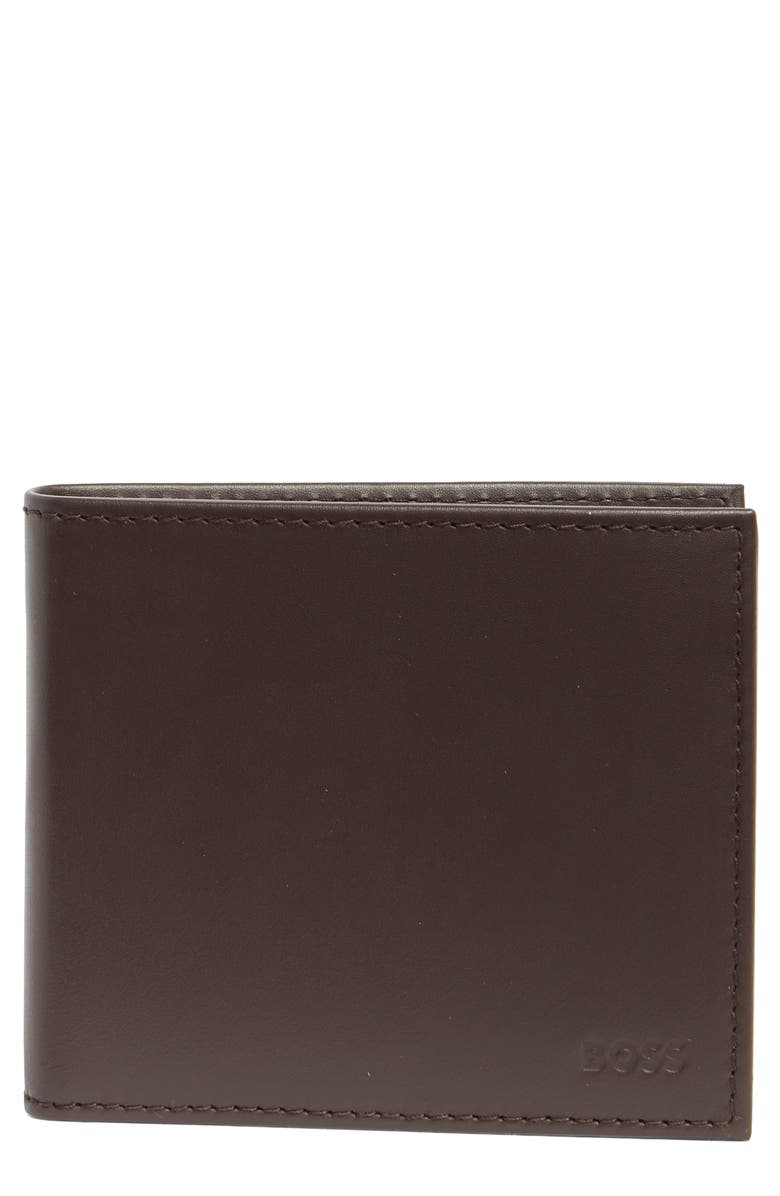 BOSS Randy Leather Bifold Wallet, Main, color, Dark Brown
