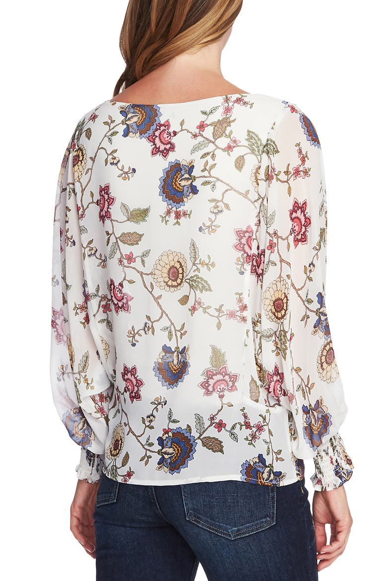 Floral Batwing Sleeve Blouse, Alternate, color, PEARL IVORY