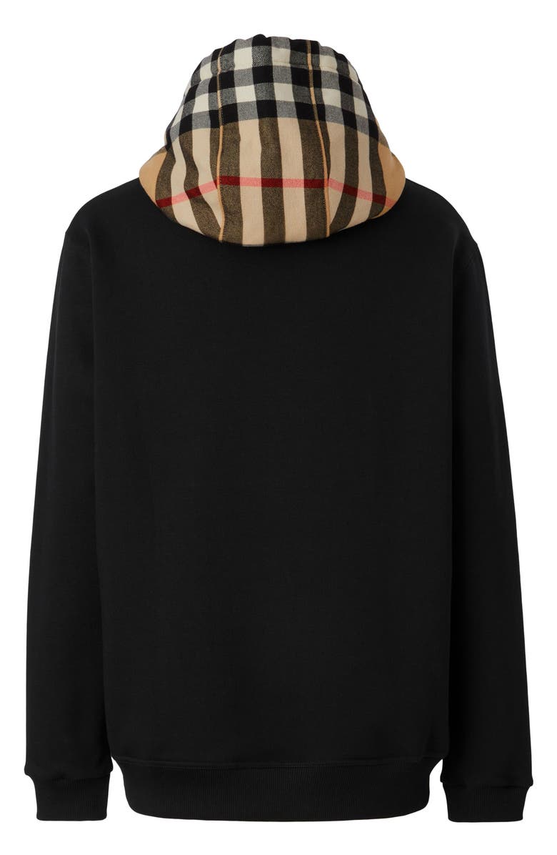 Burberry T-Fit Check Cotton Hoodie, Alternate, color, Black