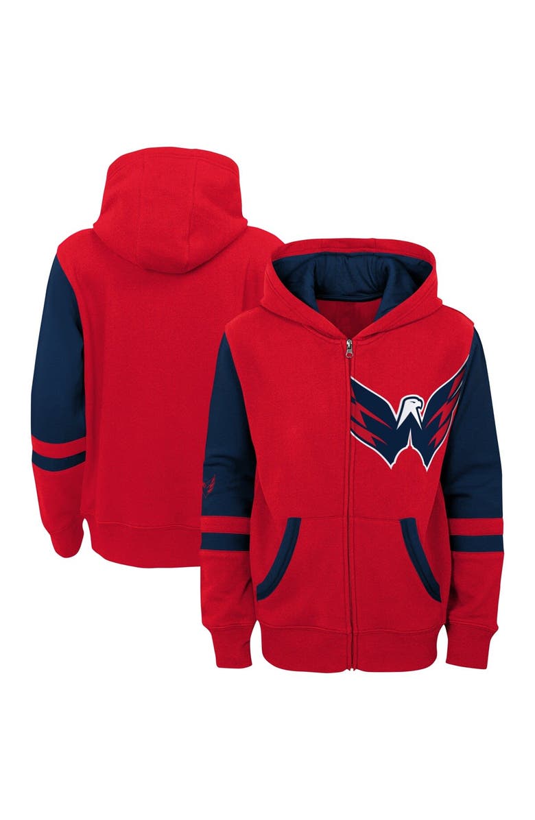 Outerstuff Youth Red Washington Capitals Face Off Color Block Full-Zip Hoodie, Alternate, color, 
