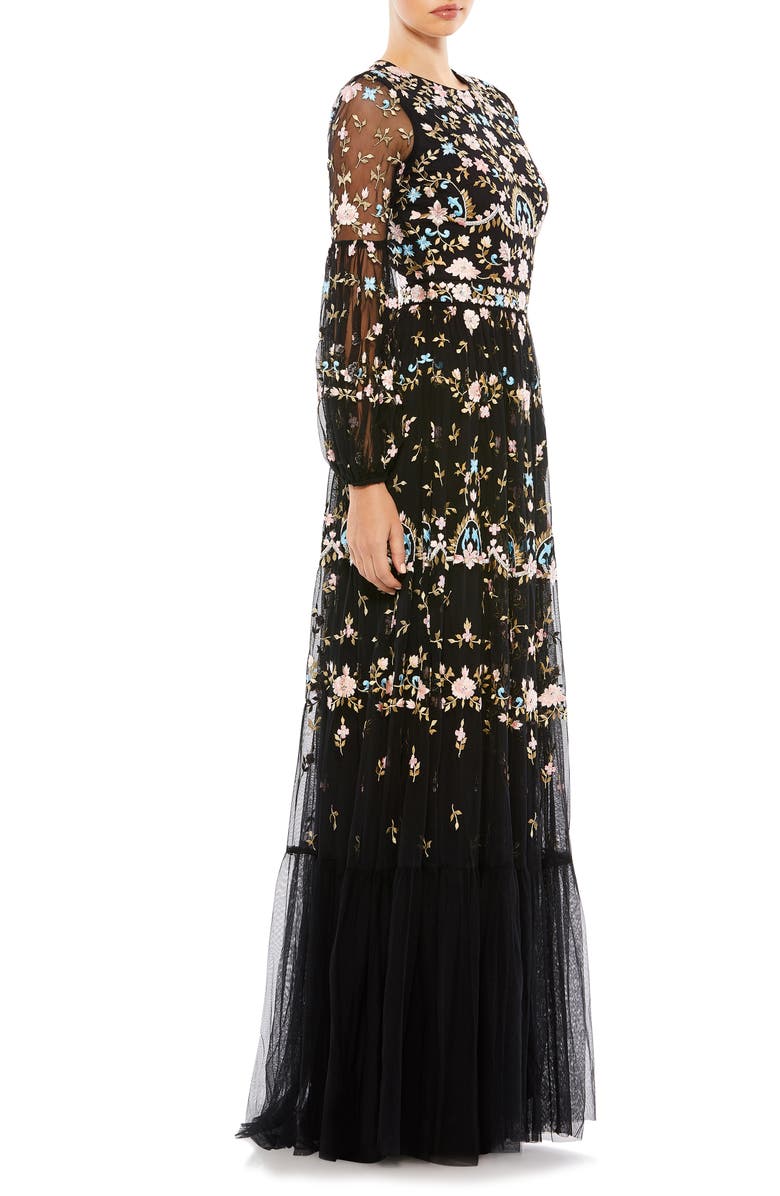 Mac Duggal Embroidered Floral Long Sleeve Gown, Alternate, color,