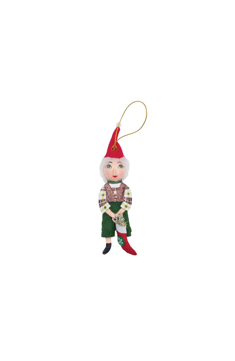 Gallerie II Ezra Santa's Helper Christmas Decor Decoration Gathered Traditions Joe Spencer Ornament, Main, color, Green
