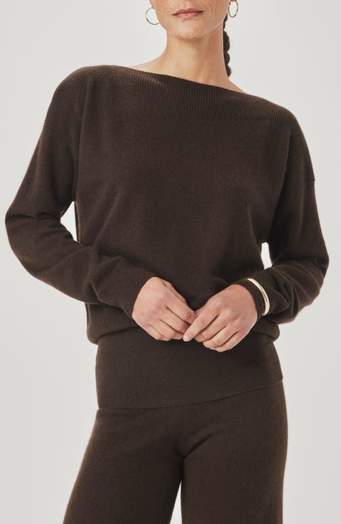 Tori Boatneck Crop Cashmere Sweater