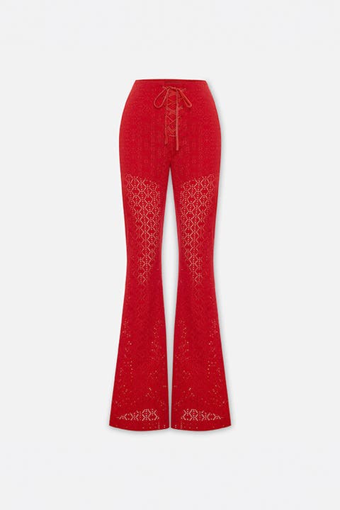 The Broderie Anglaise Edit High Rise Embroidered Flare Pants