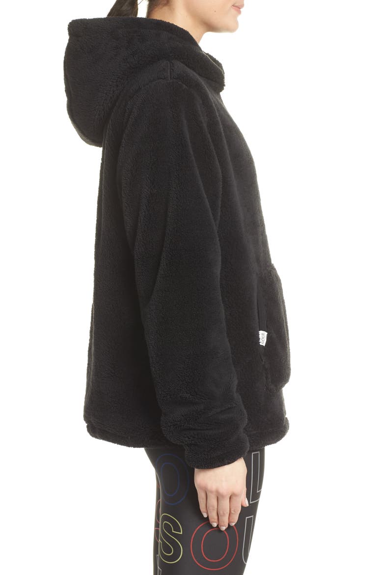Reversible Faux Shearling Hoodie, Alternate, color, BLACK