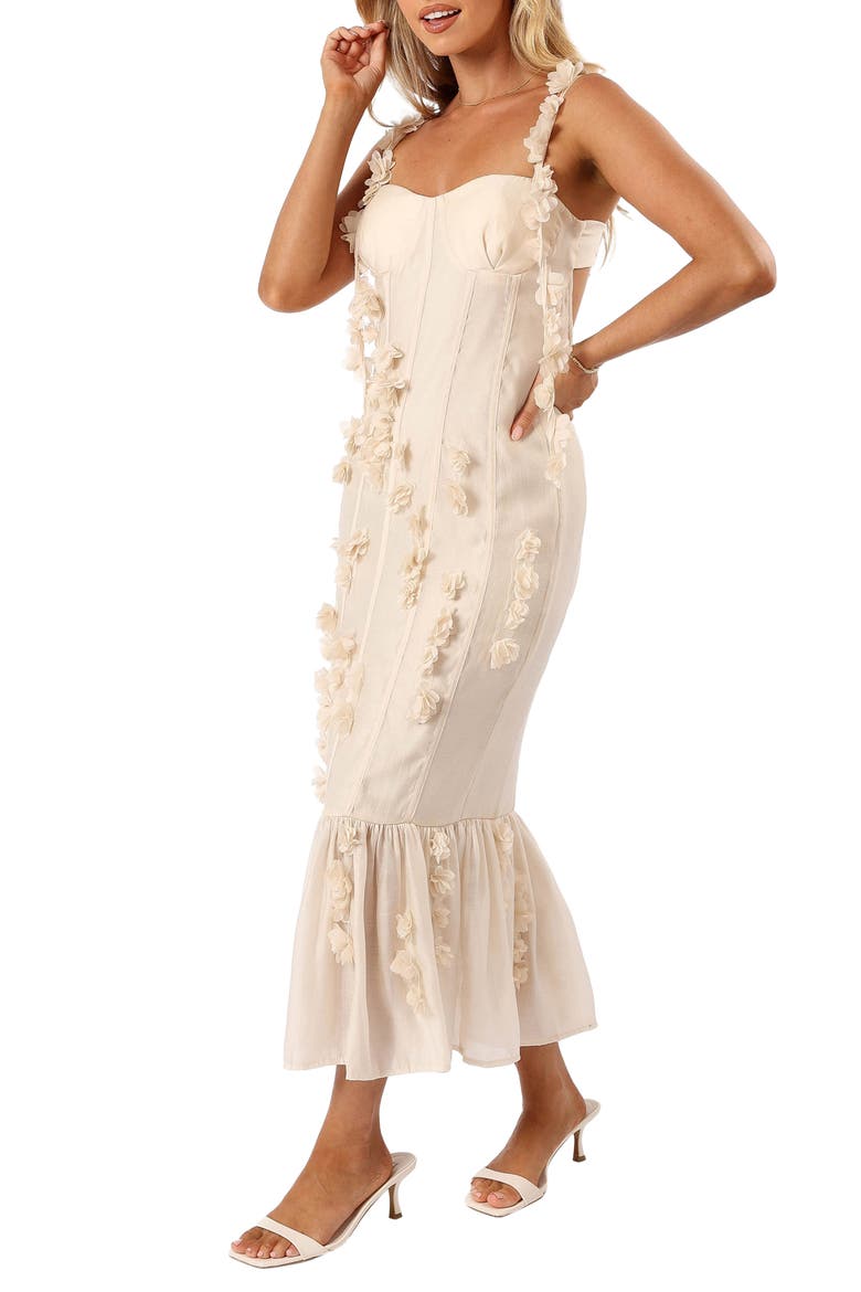Posedly Floral Appliqué Dress, Alternate, color, CREAM