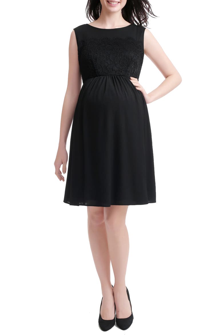 Sade Lace & Mesh Maternity Dress, Main, color, BLACK
