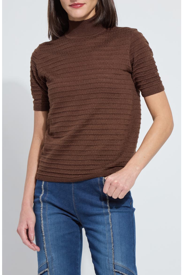 Lottie Mock Neck Short Sleeve Sweater, Main, color, PL WOOD