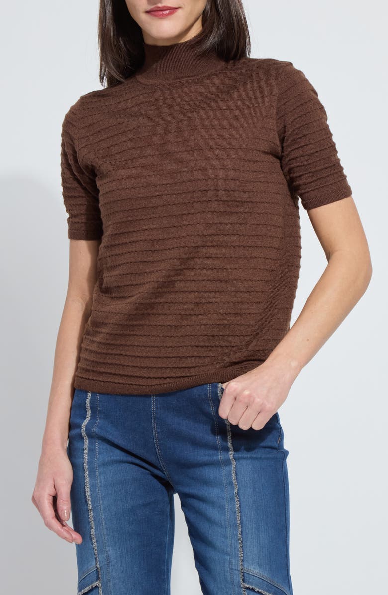 Lysse Lottie Mock Neck Short Sleeve Sweater, Main, color, Polished Wood