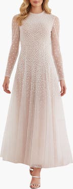 Needle & Thread Sequin Cascade Round Neck Gown