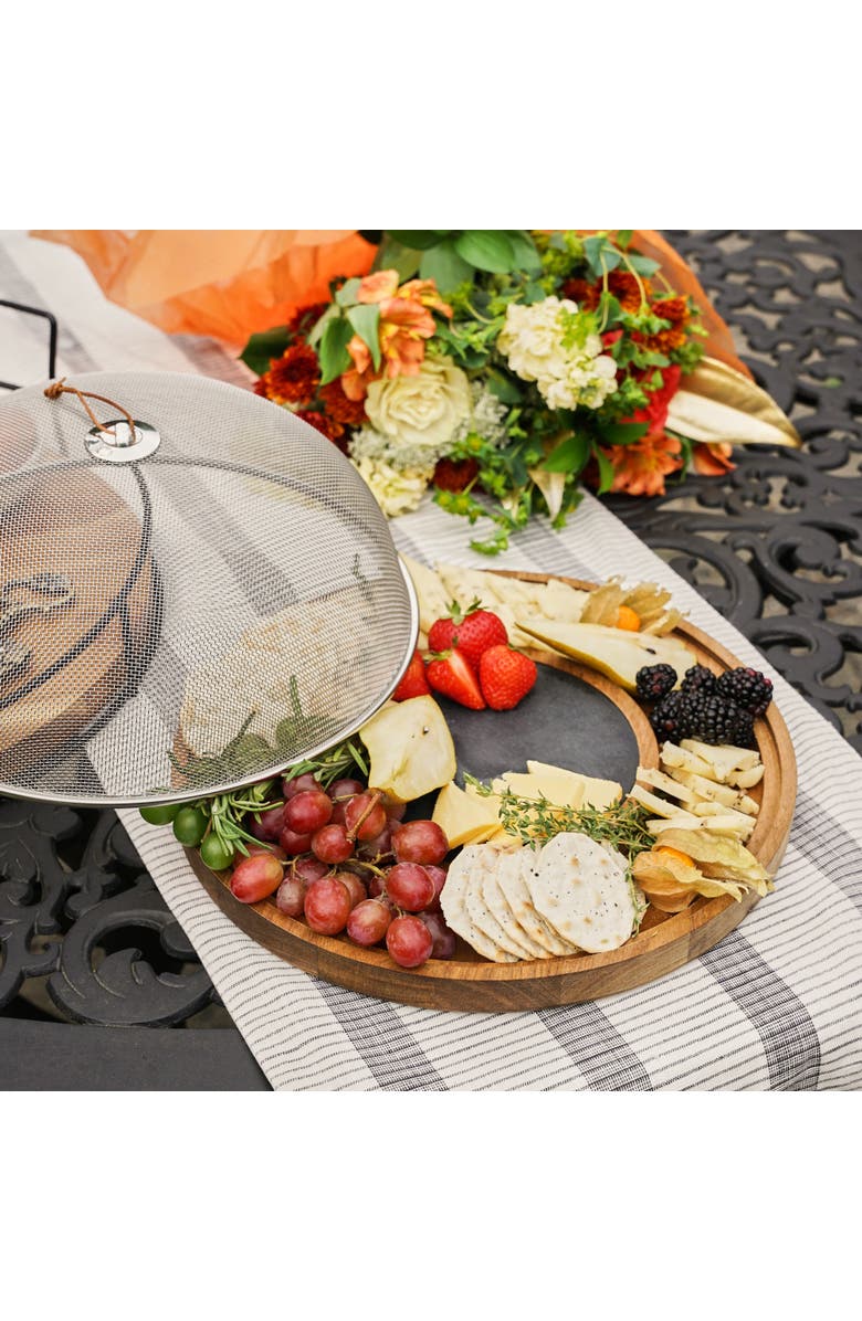 TWINE Modern Manor Cheese Board with Dome, Alternate, color, Brown
