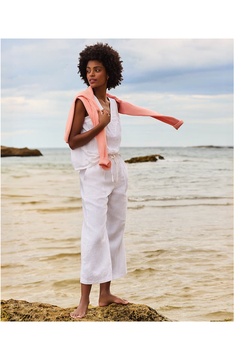 Lands' End High Rise Pull On Drawstring Linen Wide Leg Crop Pants, Alternate, color, 