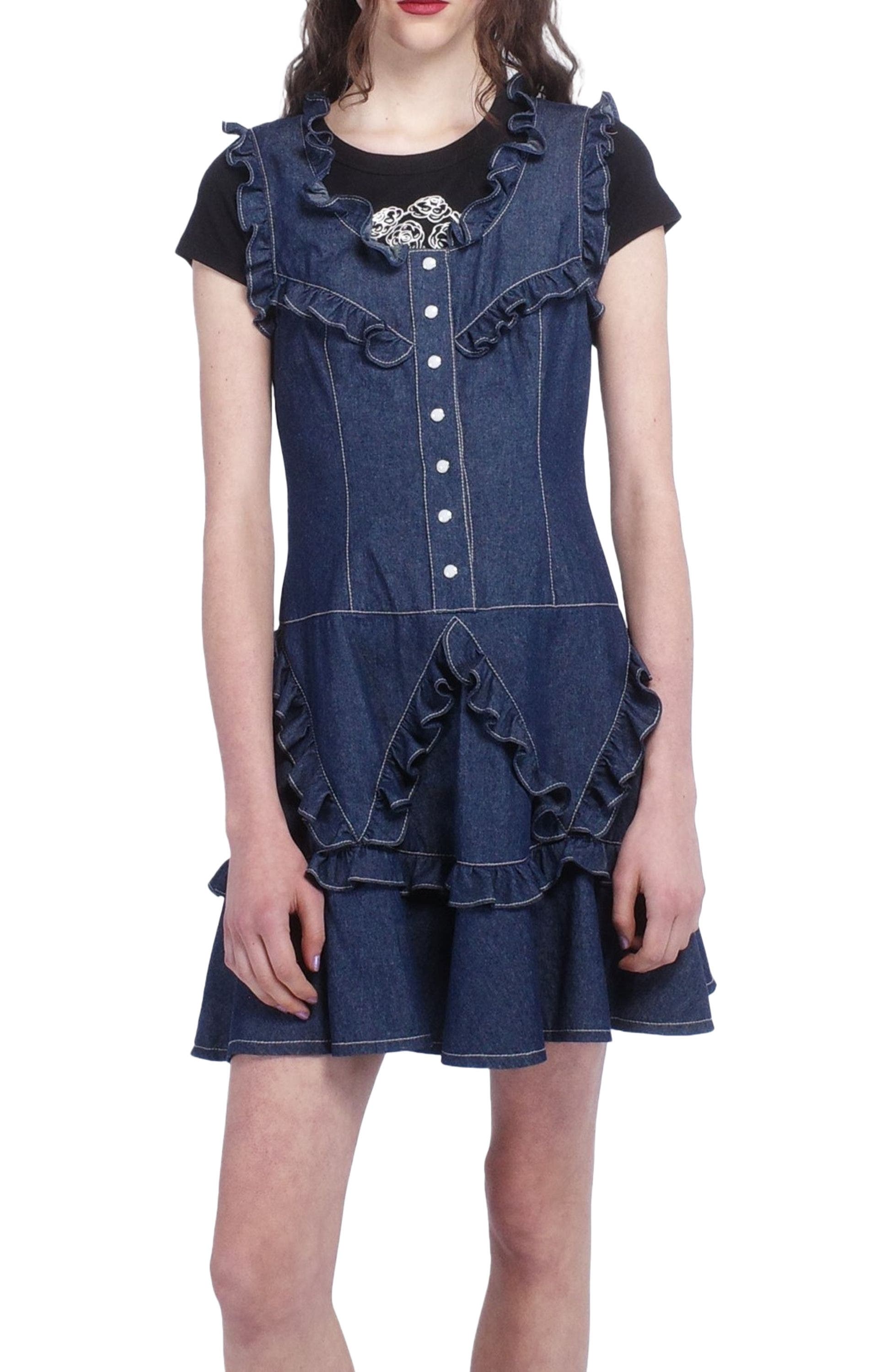Denim Ruffle Dress - image 2