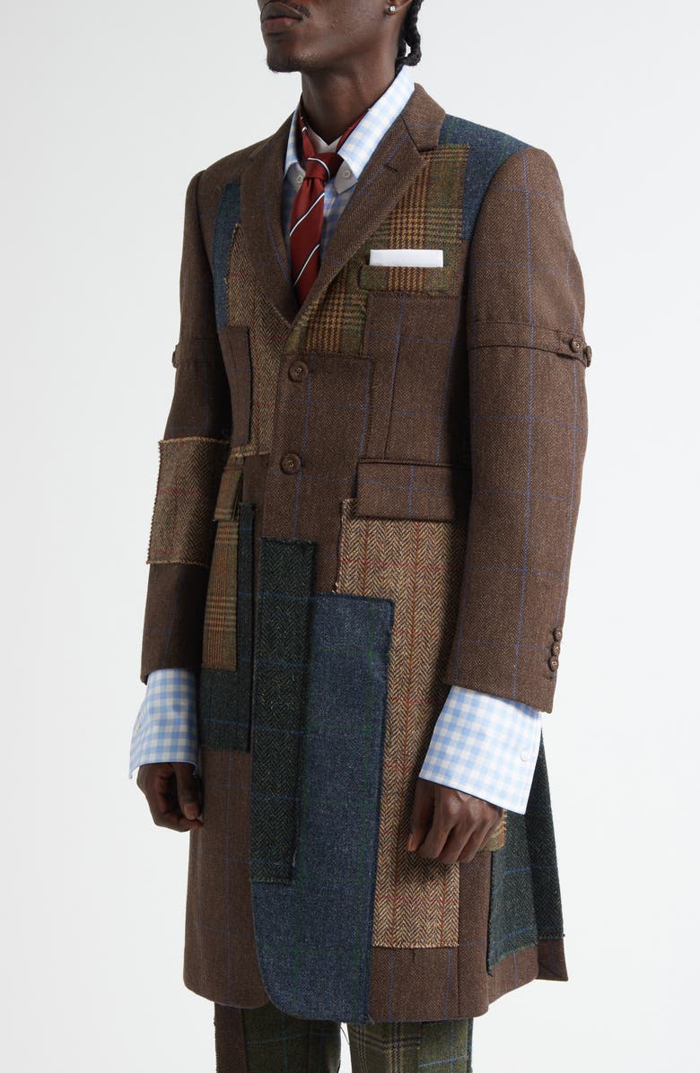 Thom Browne Patchwork Wool Coat, Alternate, color, Seasonal Multi