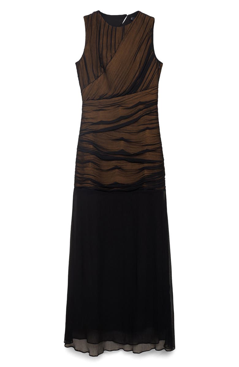 MANGO Sleeveless Ruched A-Line Dress, Main, color, Black