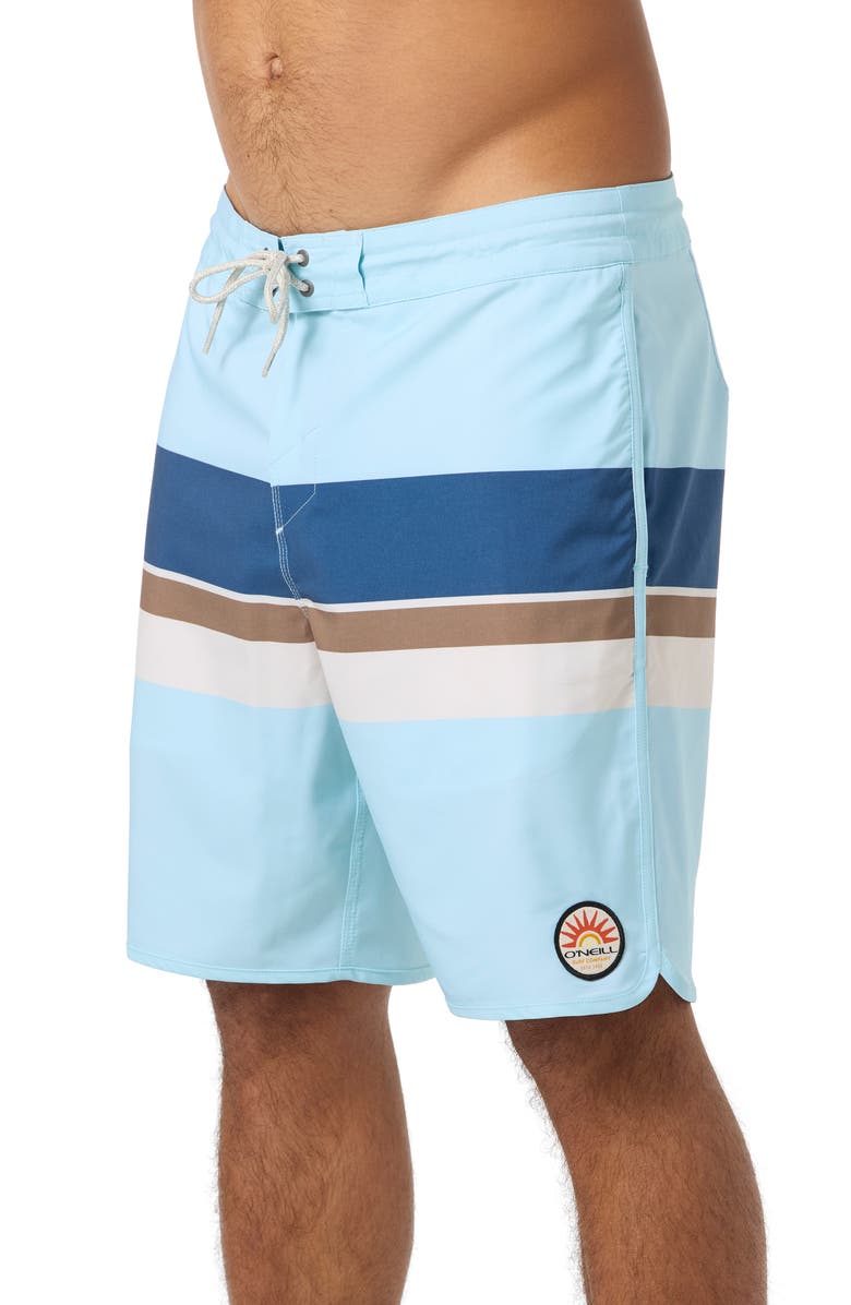 O'Neill Cruzer Stripe Scallop Swim Trunks, Alternate, color, Sky Blue