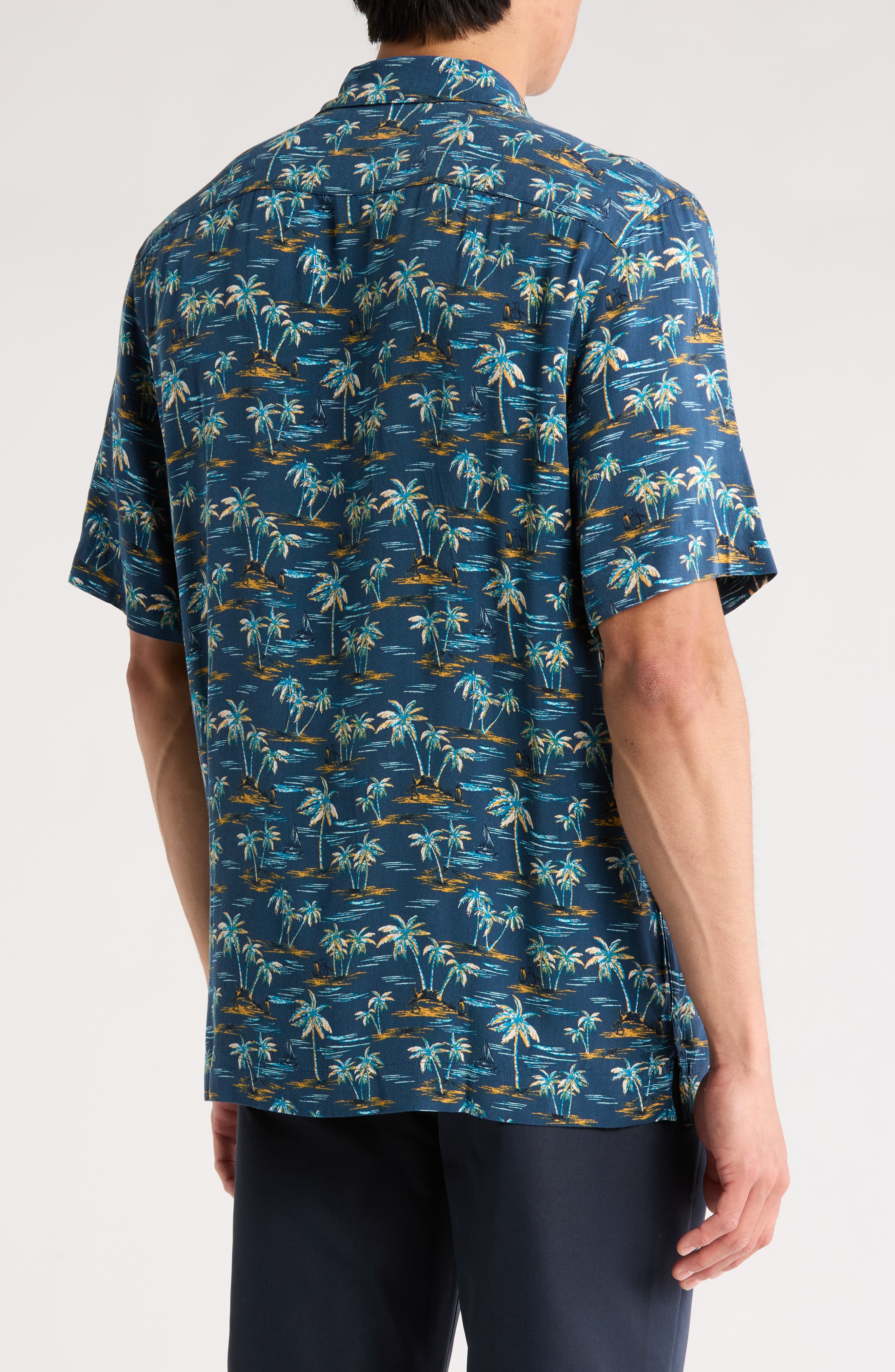Beach Print Slim Fit Camp Shirt - image 2
