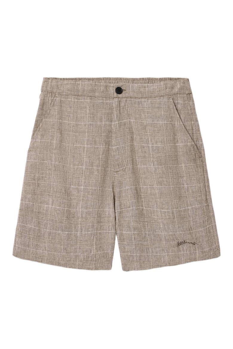 Keal Glen Plaid Linen Blend Shorts, Alternate, color, SEDIMENT BROWN