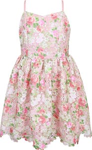 Zunie Kids' Printed Lace Scallop Hem Party Dress