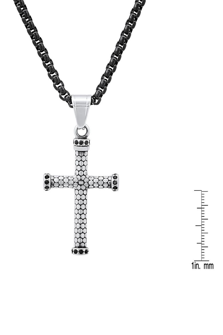 Men's Crystal Cross Pendant Necklace, Alternate, color, BLACK/SILVER