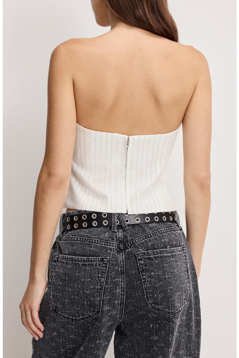 Essential Suiting Strapless Top, Alternate, color, CHESTNUT PIN STRIPE