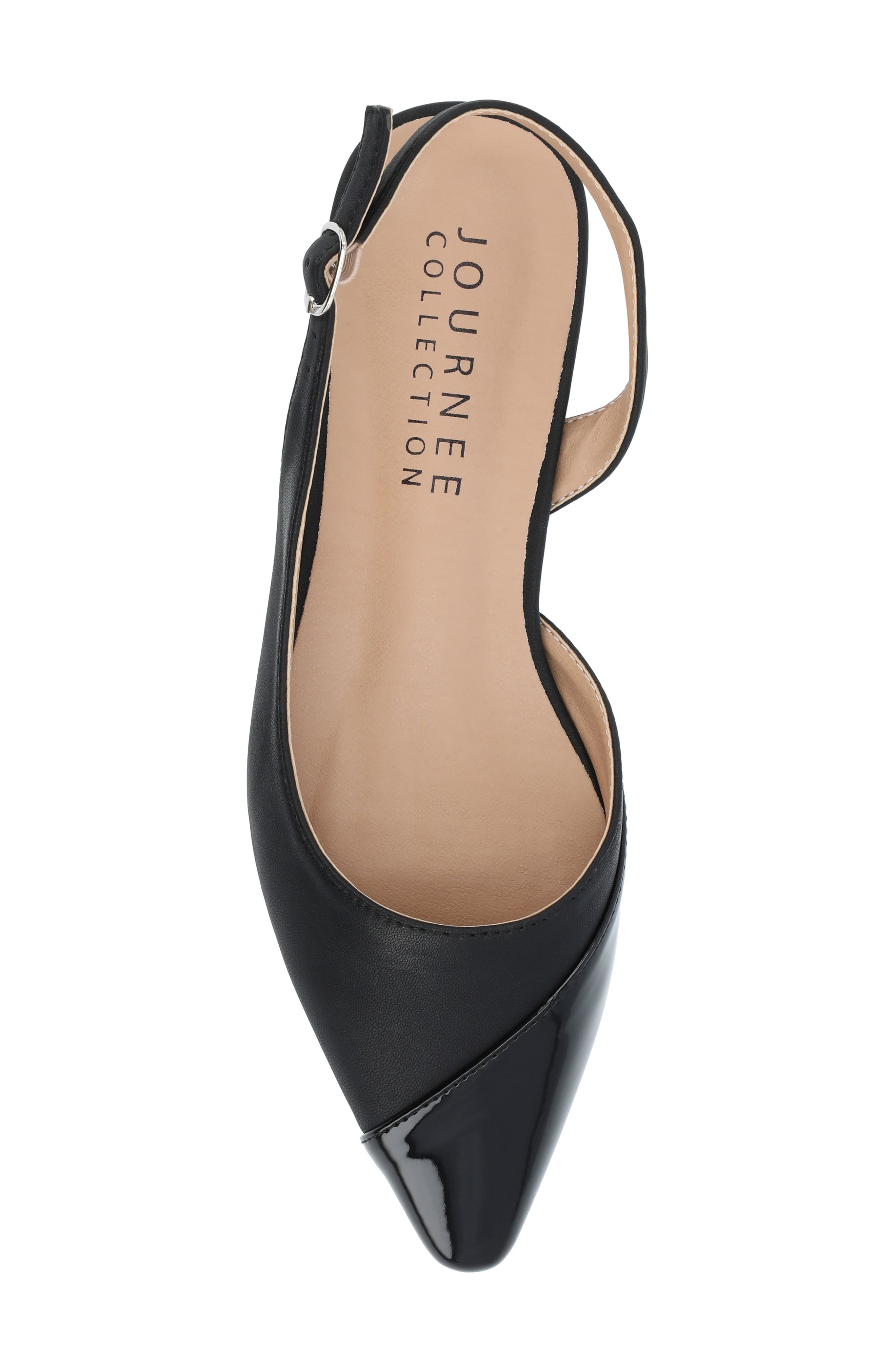 Journee Collection Daphnne Cap Toe Slingback Flat, Alternate, color, Black