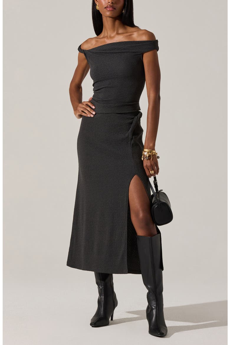 Lindy Textured Off-the-Shoulder Knit Top, Alternate, color, CHARCOAL