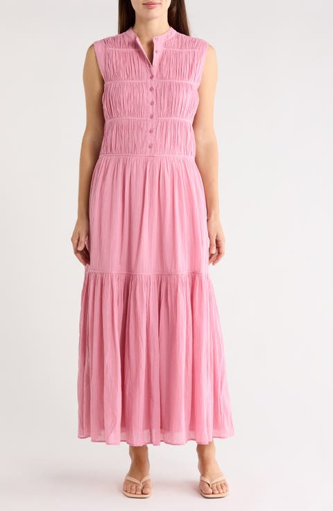 Pia Pintuck Cotton Maxi Dress