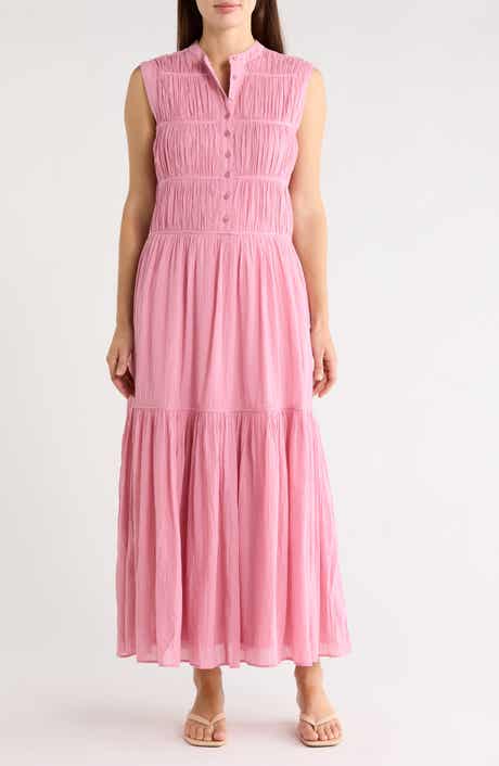 AREA STARS Pia Pintuck Cotton Maxi Dress
