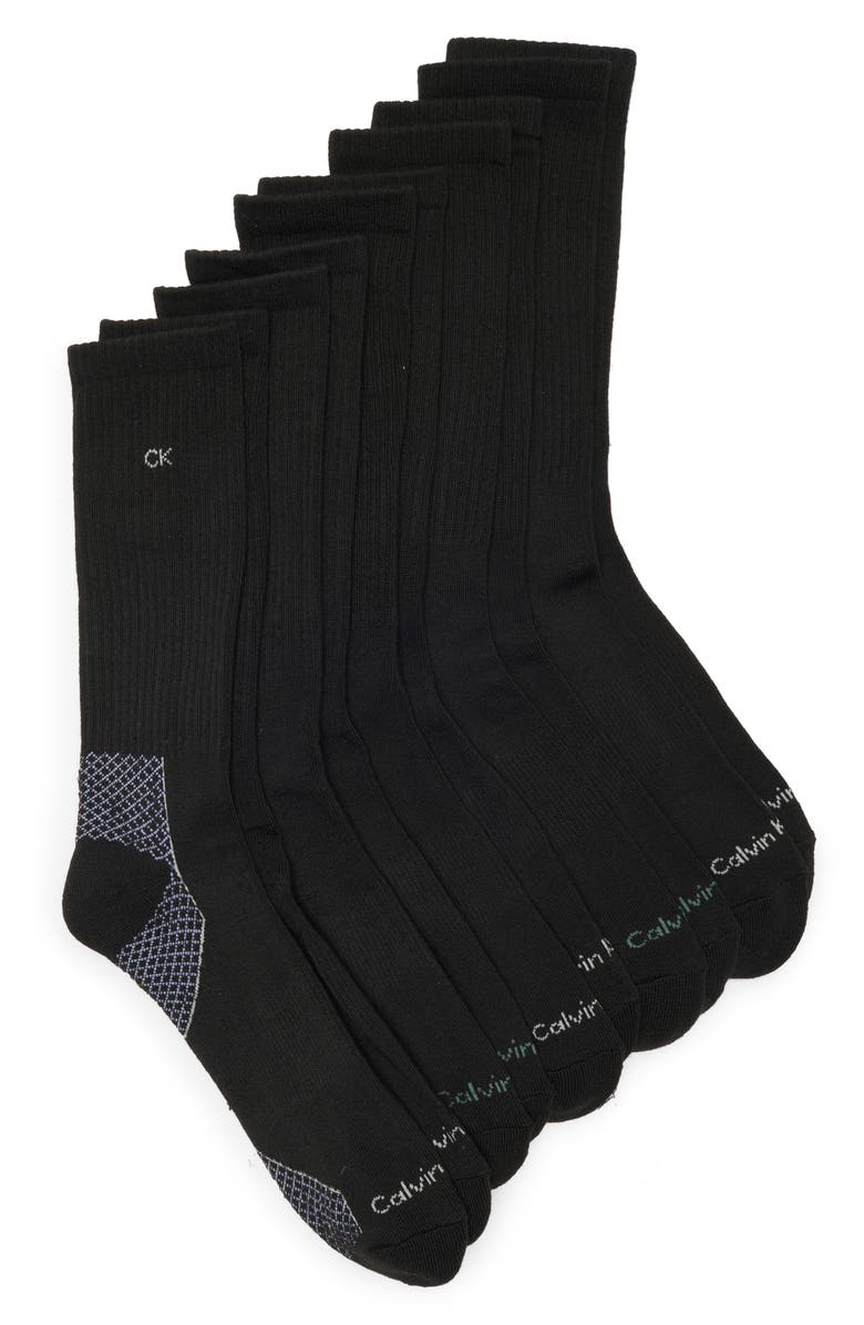 Calvin Klein 5-Pack Terry Crew Socks, Main, color, Black