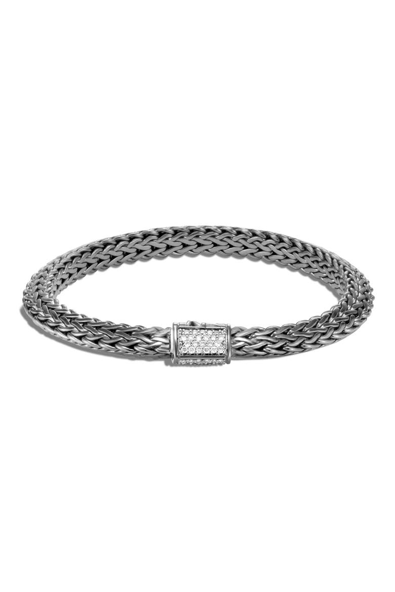 Tiga Chain 6.4mm Black Rhodium Diamond Pavé Bracelet, Main, color, BLACK RHODIUM/ DIAMOND