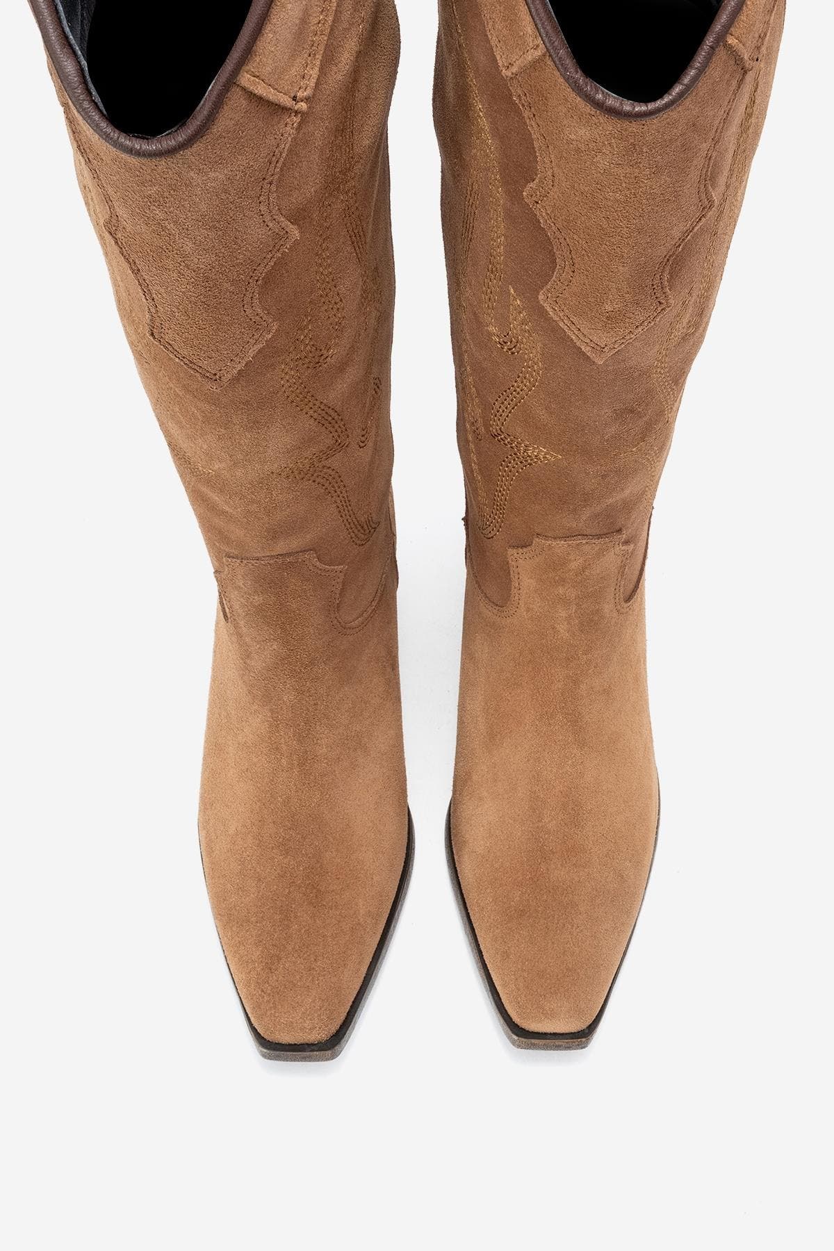Pietro Leather Western Knee High Boot, Alternate, color, Cognac Suede Leather