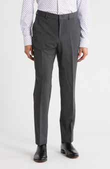 BOSS Virgin Wool Blend Flat Front Dress Pants