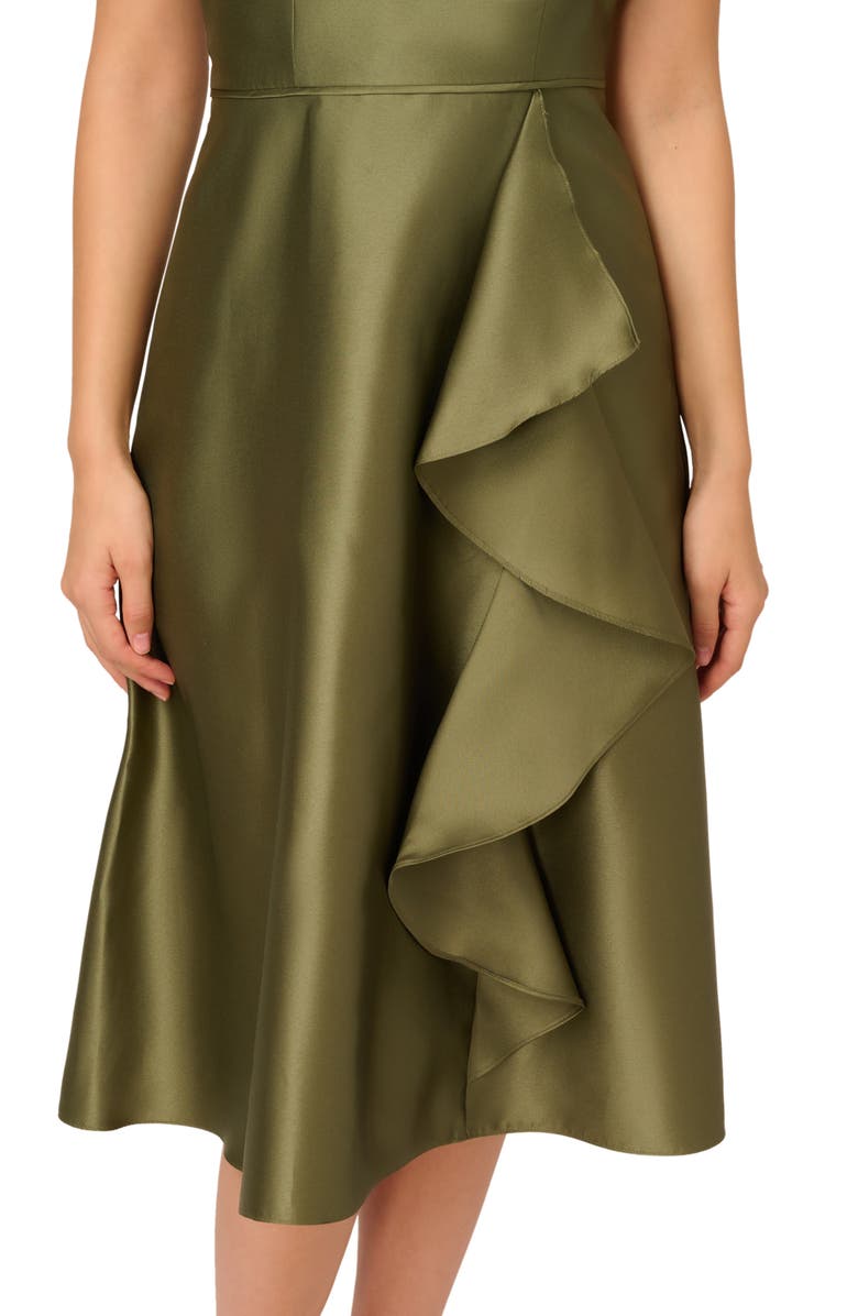 Adrianna Papell Embellished One-Shoulder Mikado Cocktail Dress, Alternate, color, Jungle Olive