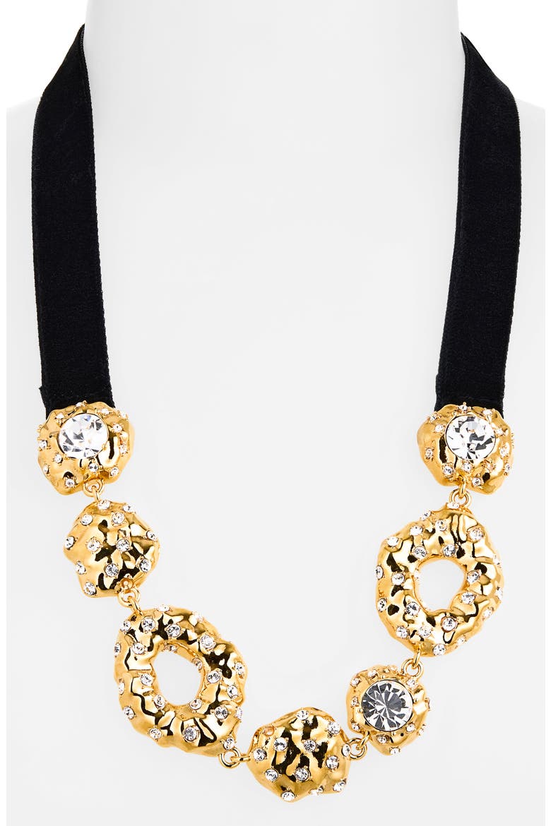 Hammered Stone Velvet Necklace, Alternate, color, CRYSTAL