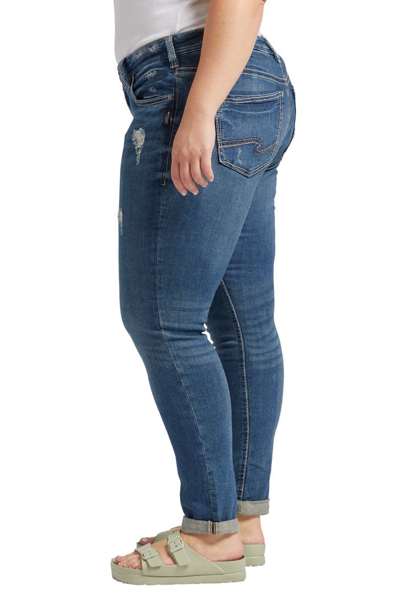 Distressed Girlfriend Jeans, Alternate, color, INDIGO
