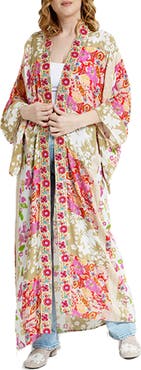 SAACHI Lacy Floral Print Cover-Up Kaftan