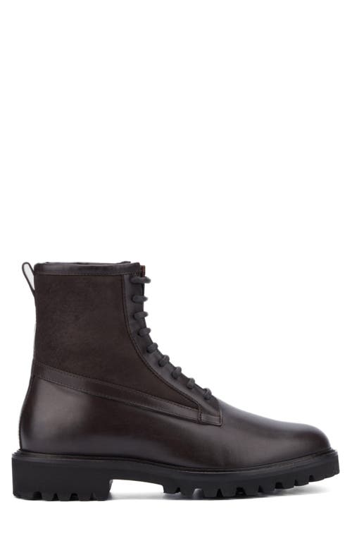 Aquatalia Gitano Genuine Shearling Lined Water Repellent Boot In Dark Brown
