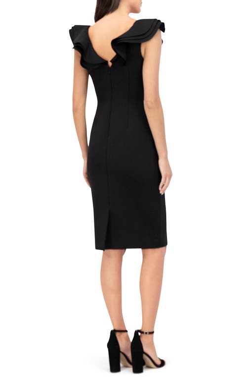 ELIZA J ELIZA J RUFFLE SHOULDER SLEEVELESS COCKTAIL DRESS