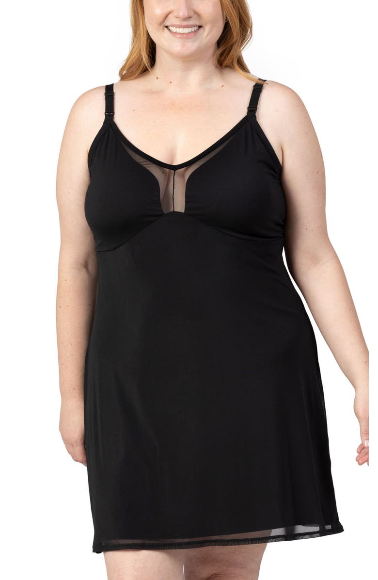 Kindred Bravely Aurora Mesh Nursing Nightgown, Main, color, Black