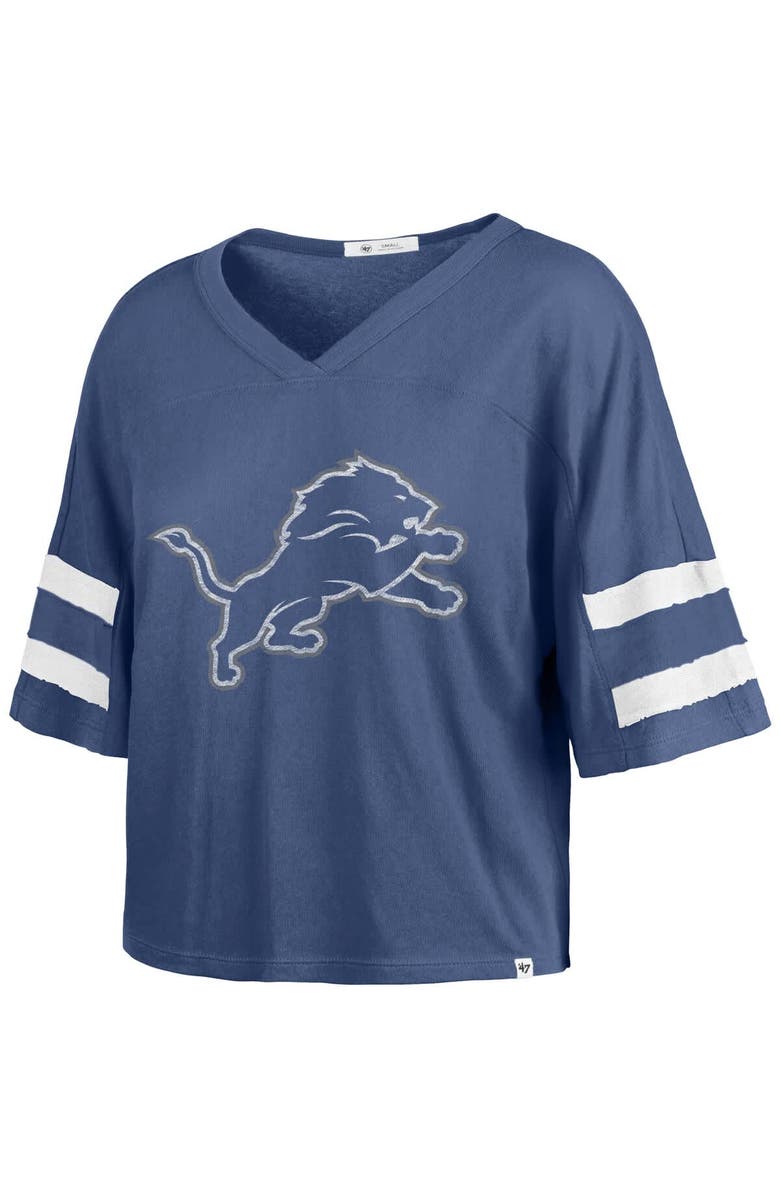 '47 Women's '47 Blue Detroit Lions Premier Scout Cropped V-Neck T-Shirt, Alternate, color, Blue
