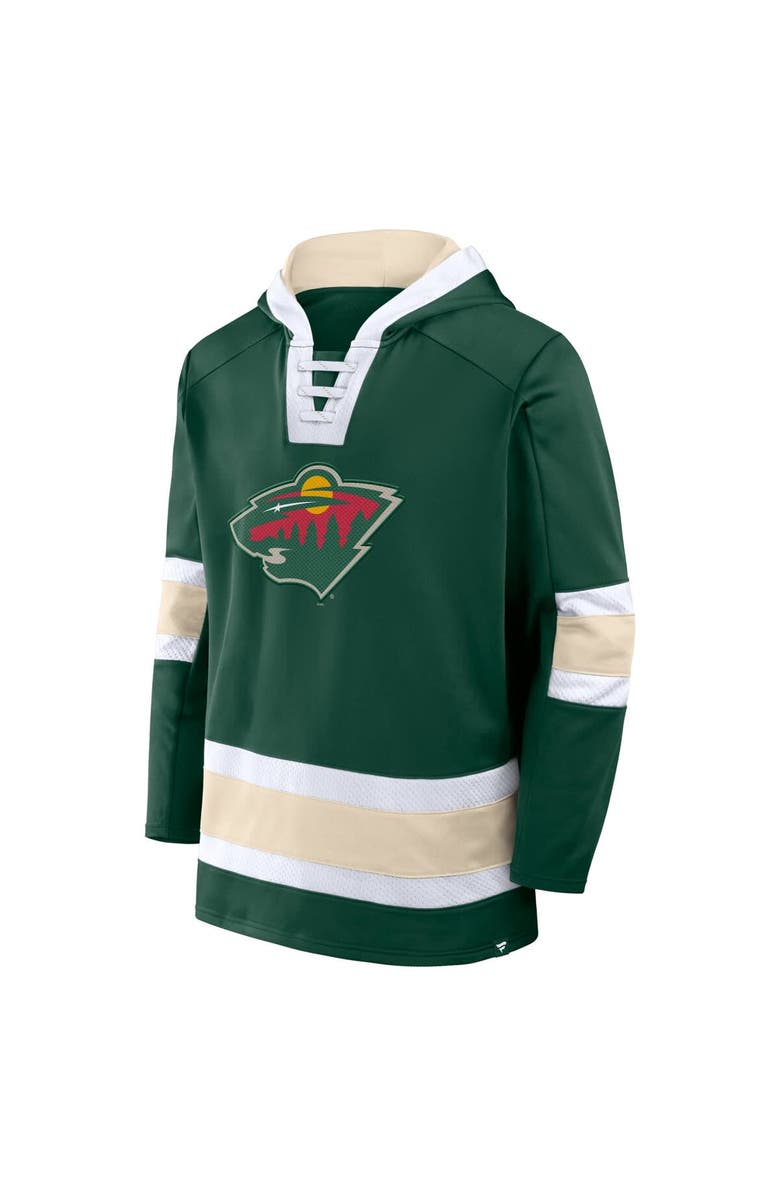 FANATICS Men's Fanatics Green Minnesota Wild Inside Line Fleece Pullover Hoodie, Alternate, color, Green