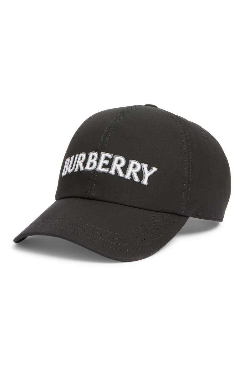 Embroidered Logo Cotton Gabardine Baseball Cap, Main, color, BLACK