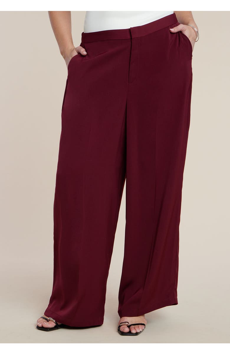 ELOQUII Wide Leg Trouser, Main, color, Wine